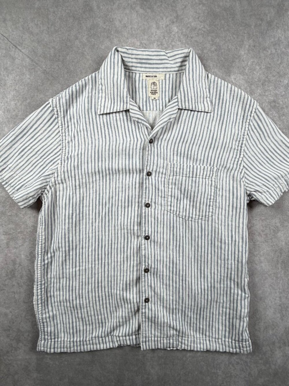 Hiroshi Kato The Wrench Mens Medium Camp Shirt Double Gauze Blue Stripe USA